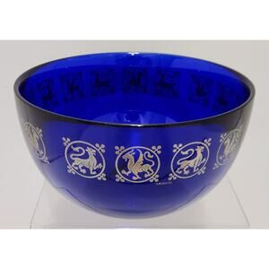 Vintage Egizia Italian Cobalt Sterling Lion Dragon Griffin 6 1/2" Bowl